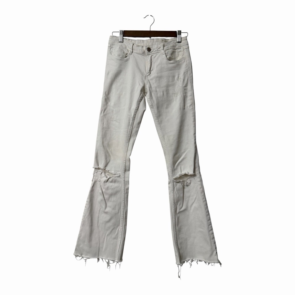 Zara Trafaluc The Dreamer White Flare Denim Raw Hem
